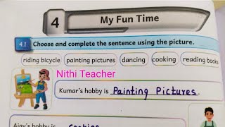 4th std English term 1 unit 4 my fun time English work book ans key pg no 44-50 class 4 English 4th