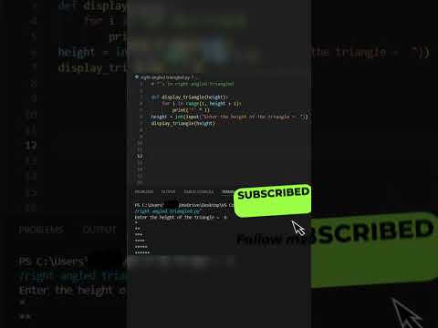 Right angled triangle ⭐ in Python || #python #coding #code #viralshorts #pythonprogramming #shorts