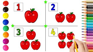 Counting Numbers | count 1 to 4 | coloring count number with colors | colors for kids | #number