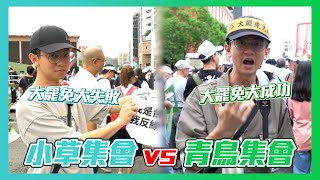 小草vs青鳥！ 前進雙方集會現場！聽完一堆懶人包後  再來聽聽他們對立法院看法是什麼？【街頭選邊戰】  ft.民眾黨張彤發言人、民進黨梁育慈議員