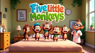 Five Little Monkeys Jumping on the Bed | Fun 3D Animated Kids Song & Nursery Rhyme!