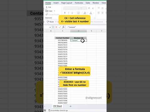 Partially Mask Sensitive Data in Excel