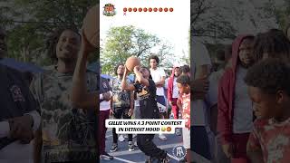 GILLIE WINS A 3 POINT CONTEST IN DETROIT HOOD 😭🏀