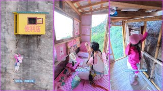 Camping in the Sky✨ | Exquisite Girls Stay Overnight at a Cliffside Convenience Store