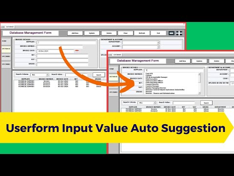 Excel VBA Userform Input Value Auto Suggestion and Dependency Dropdown