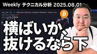マトリックス法によるテクニカル分析（2025/8/1）横ばいか、抜けるなら下