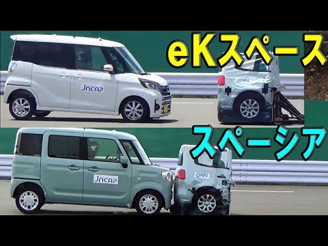 2018 Mitsubishi eK Space vs 2017 Suzuki Spacia - JNCAP AEB test