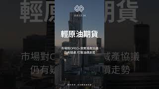 英業達跨入IP產業，營運多角化，期價強勢漲停，大立光展望營運可期，期價創新高 ，Fed鴿派聲明強化明年降息立場，微NQ創高，OPEC+落實減產協議仍有疑慮，打壓油價走勢