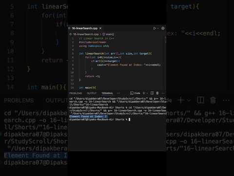 Linear Search in C++ Simplified ! #coding #shorts