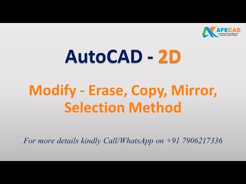11 AutoCAD Modify - Erase, Copy, Mirror, Selection Method