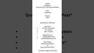 DSSSB Jail WARDNER #10+2 #vacancy #jobseekers #dsssb #2025 #job #jailwardner