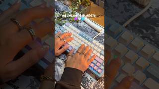 ASMR unboxing the Mechlands Blade75 keyboard 💜🤍🩵 #keebtok #keyboard #keyboardasmr #techtok