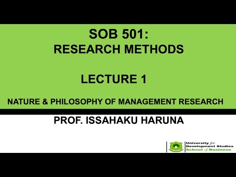 SOB 501 Research Methods Lecture 1