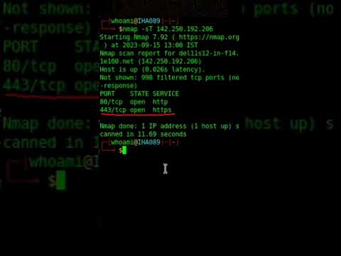 Nmap TCP Scan |  IHA089 #nmap #linux #cybersecurity #hacking #shorts