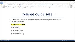 🎓 MTH302 Quiz #1 (2025) | Business Mathematics & Statistics | VA | Solved MCQs with Answers