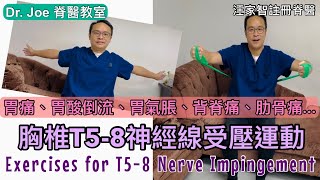 胃痛、胃酸倒流、胃氣脹、背脊痛、肋骨痛….胸椎第五至八節神經線受壓運動 [Eng Subtitles] Exercises for T5-8 Nerve Impingement