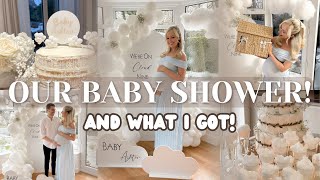 OUR BABY SHOWER 2025! Neutral theme | White clouds What I got for my baby shower | Baby new mum haul