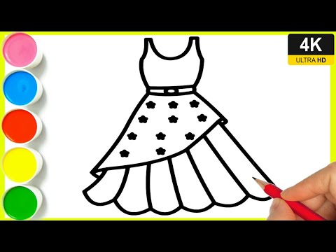 How draw girls dress drawing || easy cute girls frock drawing || frock drawing with colour By Arya