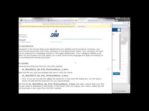 How to start and upload a SAM assignment.