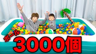 家の中に3000個のボールで巨大ボールプール作ってみた。