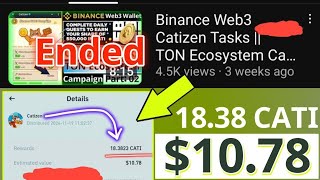 Received 18.38 CATI || Binance Web3Wallet || Catizen Airdrop || Payment Proof||