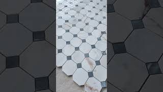 Palissandro White With Palissandro Blue Octagonal Marble Mosaic Tile. #marblemosaic #mosaictile