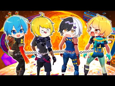 超話題になった『鎖で繋がれたアスレ』を仲良し４人組やったら友情崩壊したWWWWWWWWWW【フォートナイト】