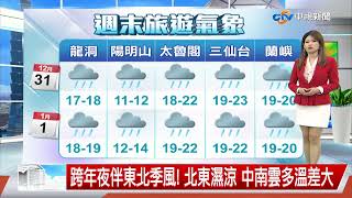 【又嘉氣象報報】北北基宜陰雨 中南部多雲時陰 山區零星雨│中視午間氣象 20221231