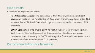 Ensuring Smooth Operation: The Impact of Disabling TLS 1.0 and 1.1 on DNN and 2sxc