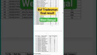 Bsf Tradesman final result of West Bengal #bsf #bsfresult #bsftradesman #northbengal #southbengal