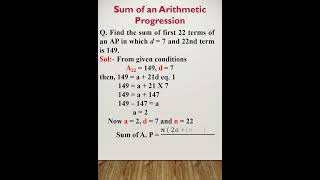Sum of an Arithmetic Progression. #sumofAp #apseries #ncert #maths #class10th #cbseboard #pseb #exam
