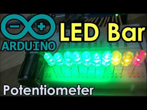 Arduino: Potentiometer LED Bar Graph Code, Sketch & Wiring Diagram Schematic