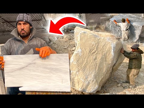 The Process of Making Marble From Big Stone | Mass Production Marble Mining | Factory Manufacturing