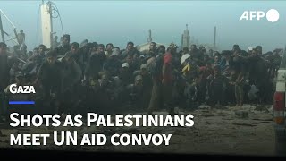 Crowds of Palestinians meet UN aid convoy in southern Gaza Strip | AFP