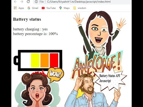 Battery Status API javascript | navigator javascript api | html5 battery navigator