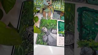 1K ! TYSM 🥹✨ touching grass to keep me sane 🌿🤺 #gouachepainting #trending #viral #1ksubscribers #art