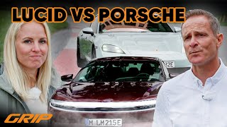 Lucid Air Pure 🆚 Porsche Taycan: Range, Speed & Fun – Who Wins the EV Showdown? ⚡🏁 | GRIP