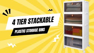 4 Tier Stackable Plastic Storage Bins with Lids and Wheels: Transform Your Space Now!