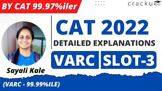 CAT 2022 : VARC (Slot-3) Video Solutions 🔥 With Detailed Explantion By Sayali Kale