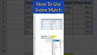 Index Match Function - Excel Shortcuts