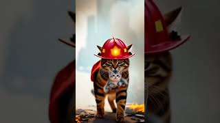 Hero Cat Rushes to the Rescue! #firefigtercat #herocat #catfirefighter #rescuecat #catsavinglives