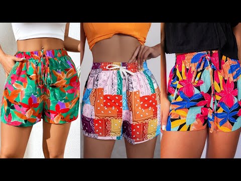 DIY : How To Cut And Sew Elastic Waistband Short Pant With  Drawstring And Side Pockets. #diy #howto