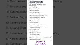 polytechnic course in India
