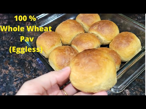 Whole Wheat Ladi Pav Recipe | 100% whole wheat pav | Eggless Pav recipe | Healthy Dinner Rolls