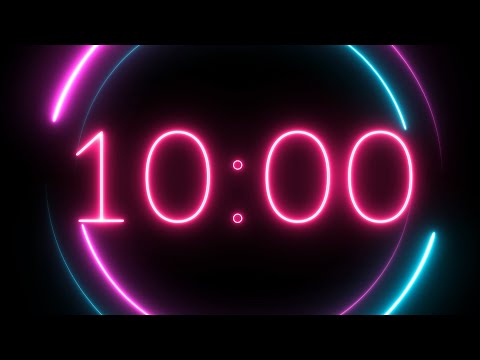 10 Minute ANIMATED NEON Countdown Timer ⏳ (4K)