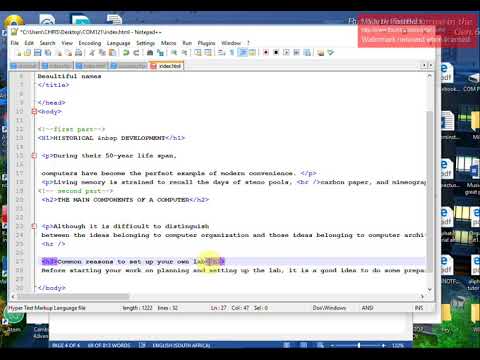 HTML tutorial 5 How to add comments, Holizontal row and make words boldface and italic