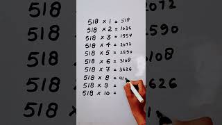 Write the Table of 518 in 19 second only..#maths #mathshack #mathstricks ‎@study_care0 