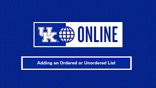 DesignPLUS - Adding an Ordered or Unordered List