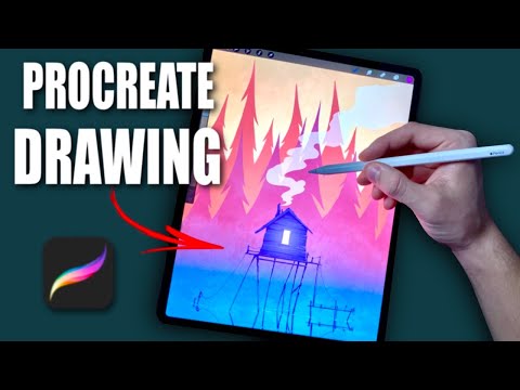 Drawing River House in Procreate (#shorts)