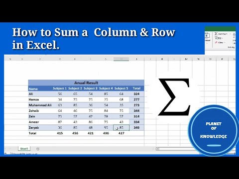 How to Sum a Column in Excel  in Urdu Hindi | Ali Hamza | Planet of Knowledge |